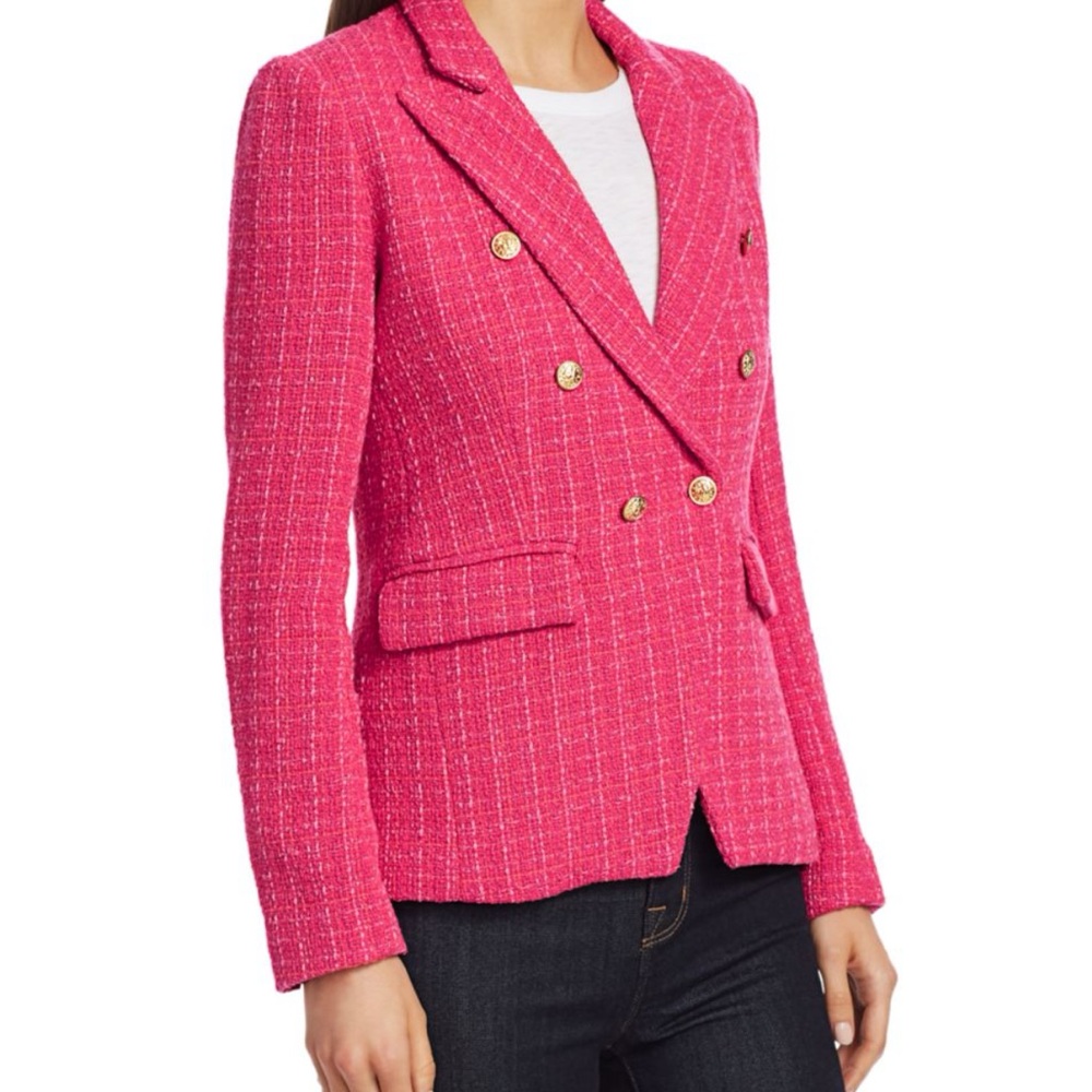 Generation Love “Alexa” Hot Pink Tweed Blazer with Gold Accents - Medium